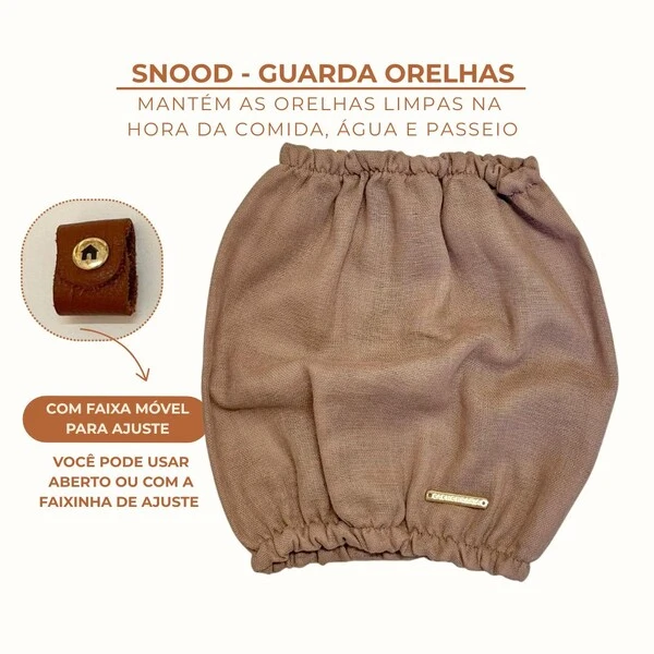 Snood Marrom Clássico - Guarda Orelhas para cachorros de orelha longa - Cavalier, Cocker
