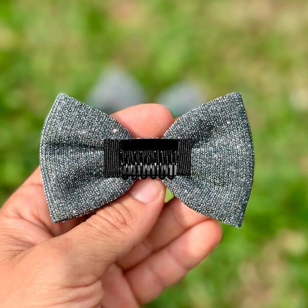 Lacinho sem enchimento Glitter Chumbo