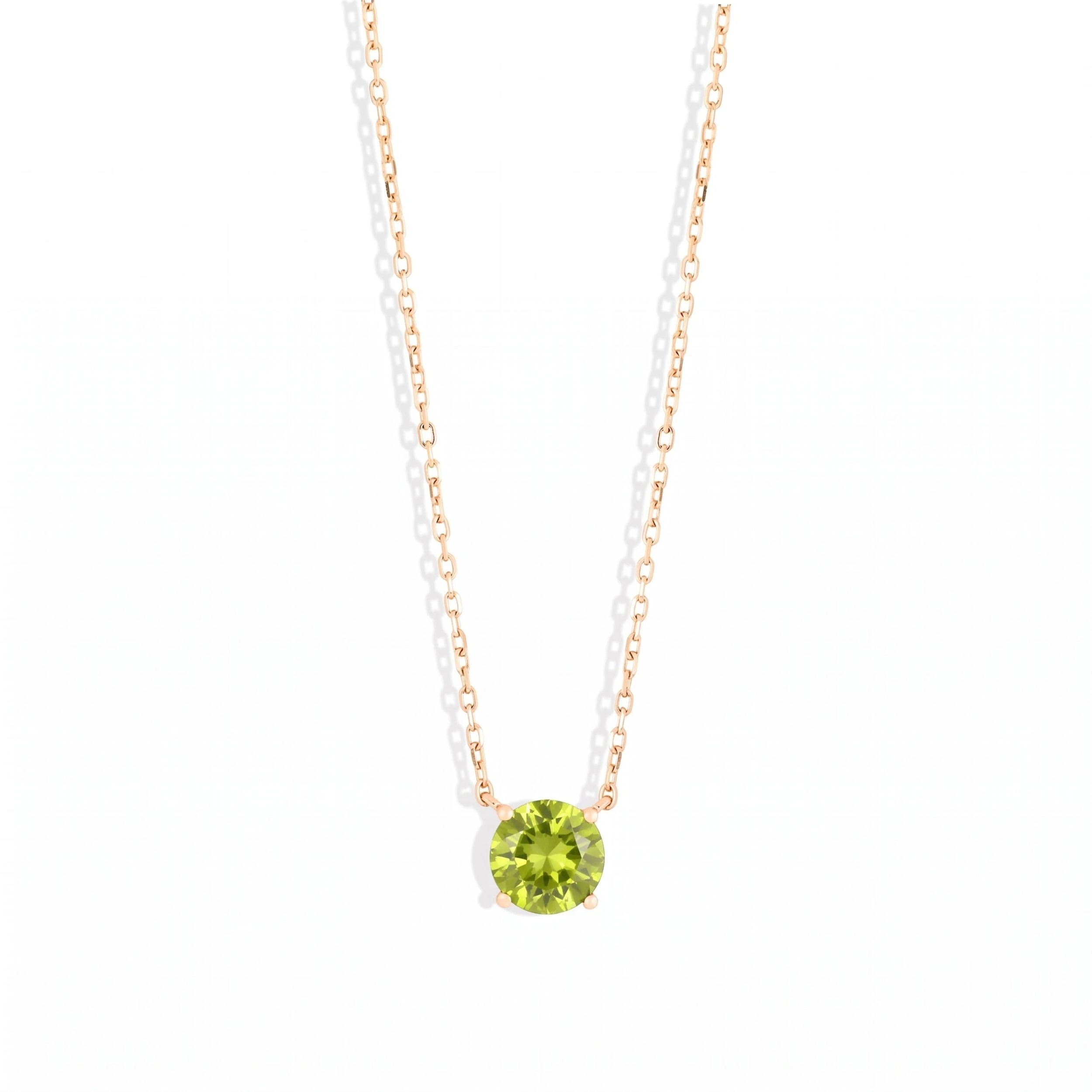 Foto Colar Dourado Solitário Peridoto 8mm