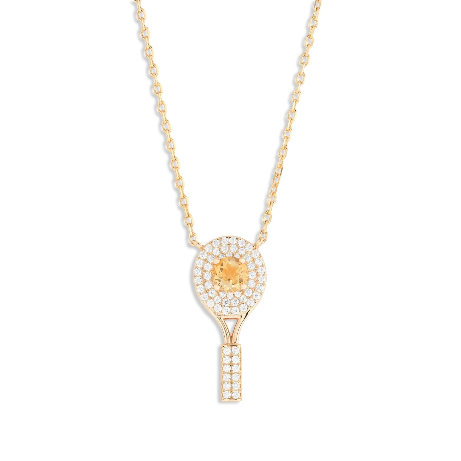 Foto Colar Citrino Racquet &amp; Moissanite