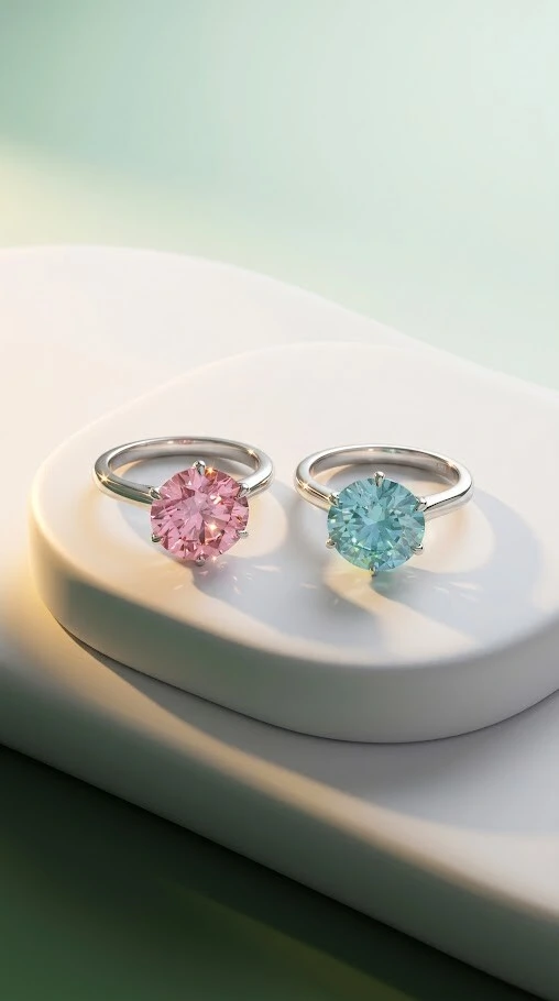 Foto Anel Solitário Moissanite Pink