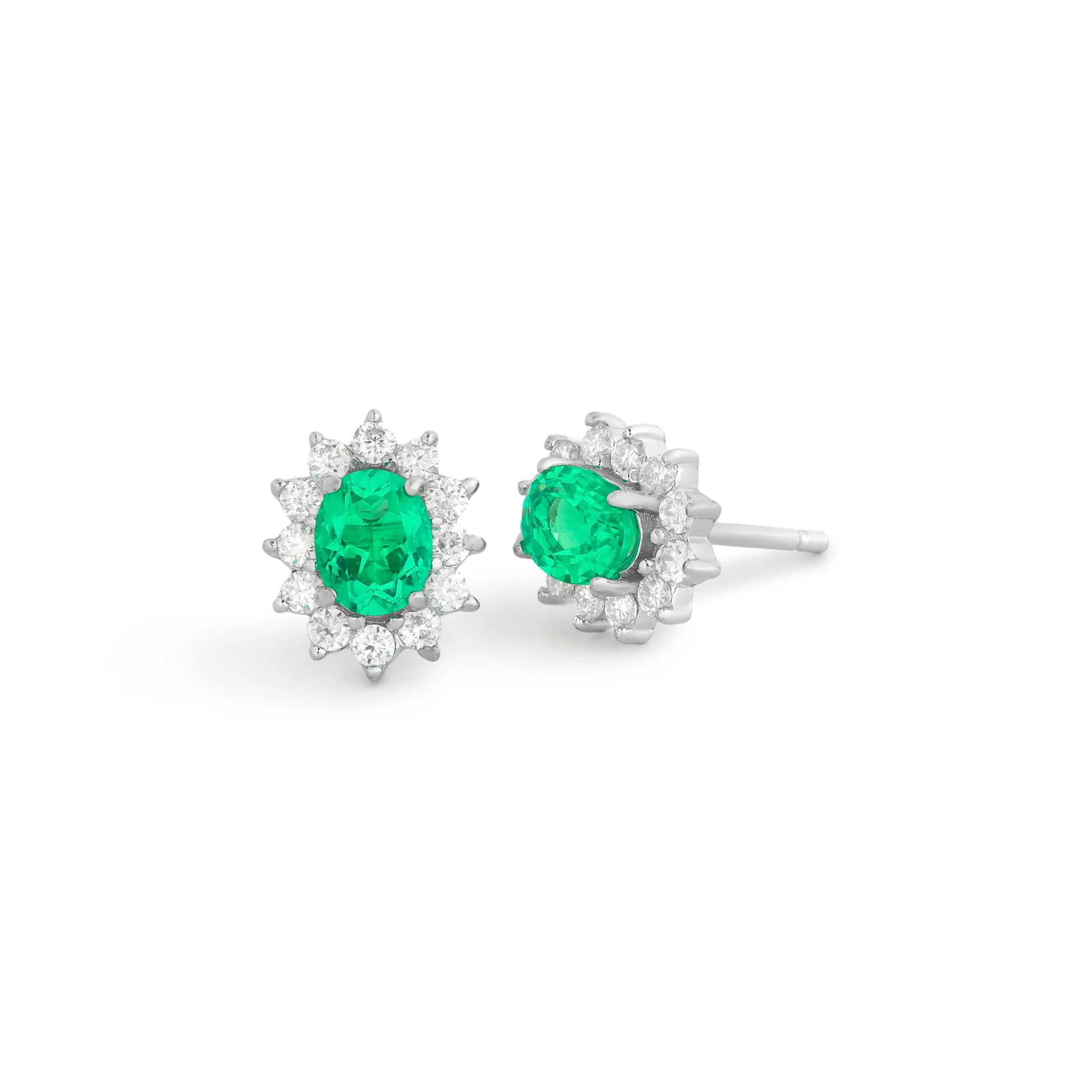 Foto Brinco Oval Princess Esmeralda &amp; Moissanite