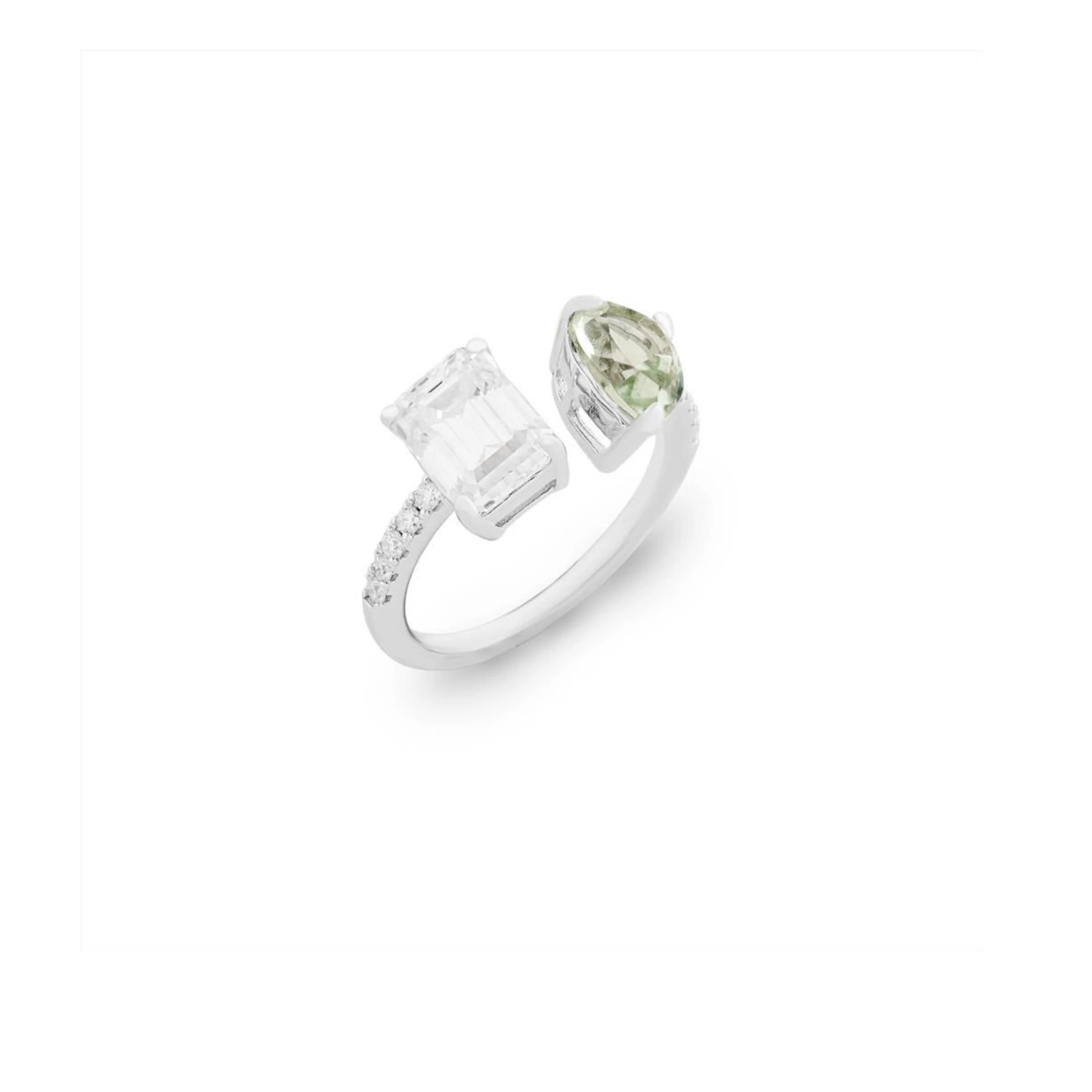 Foto Anel Prasiolita &amp; Moissanite
