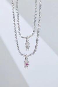 Pingente Filho Menina Cravejado Safira Pink