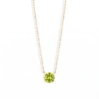 Colar Dourado Solitário Peridoto 8mm