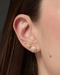 Brinco Solitário Dourado Moissanite 3mm