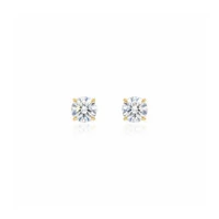 Brinco Solitário Dourado Moissanite 6,5mm