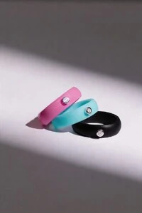 Anel Active Sparkle Moissanite & Silicone Preto