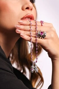 Pingente Filho Menina Cravejado Safira Pink