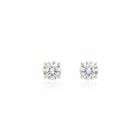 Brinco Solitário Dourado Moissanite 8mm