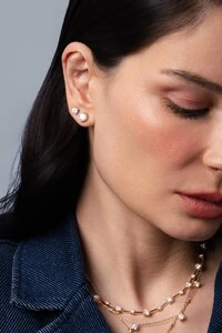 Brinco Solitário Dourado Moissanite