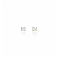 Brinco Solitário Dourado Moissanite 2mm