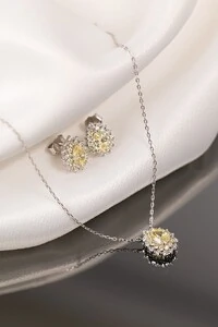 Colar Gota Yellow Fancy Cravejado Princesa Duplo