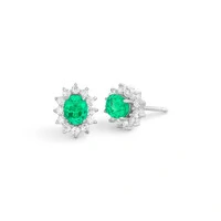 Brinco Oval Princess Esmeralda & Moissanite