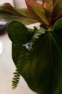 Anel Magnólia Topázio Sky & Moissanite