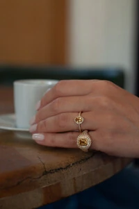 Anel Dália Citrino & Moissanite