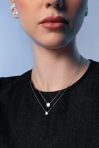 Colar Solitário Moissanite Dourado