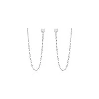 Brinco Ponto Moissanite 3mm com Corrente