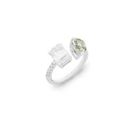 Anel Prasiolita & Moissanite