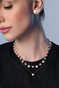 Colar Solitário Moissanite Dourado