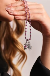 Pingente Filho Menina Cravejado Safira Pink