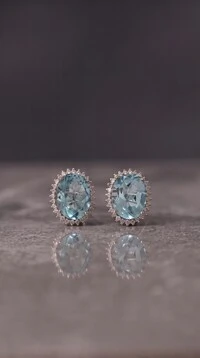 Brinco Magnólia Topázio Sky & Moissanite