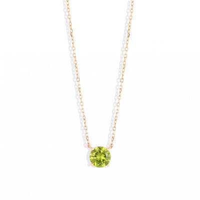 Foto Colar Dourado Solitário Peridoto 8mm