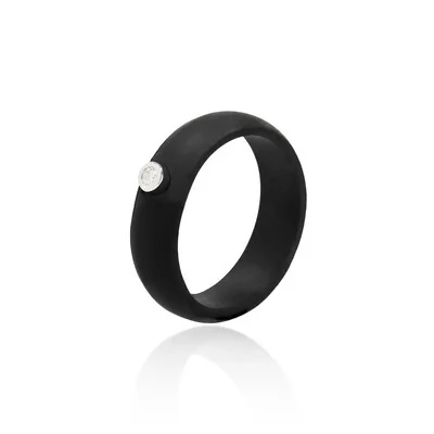 Foto Anel Active Sparkle Moissanite & Silicone Preto