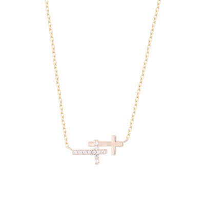 Foto Colar Dupla Cruz Horizontal