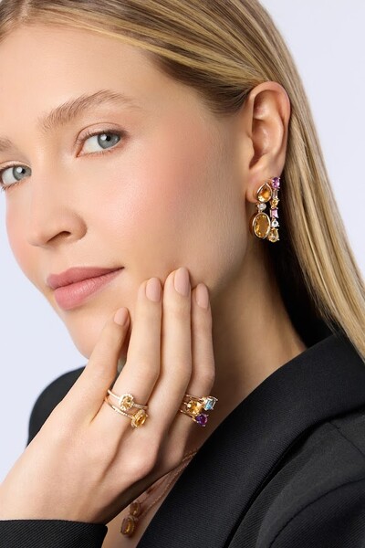 FotoAnel Dália Citrino & Moissanite