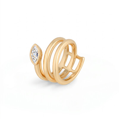 Foto Anel Espiral Navete Moissanite