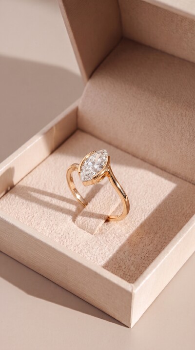 Foto Anel Dourado Navete Shape