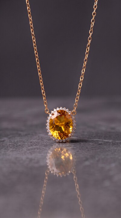 Foto Colar Éclat Citrino & Moissanite