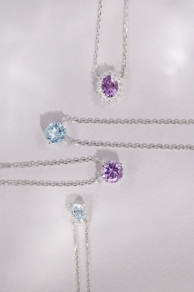 FotoColar Solitário Topázio Sky 8mm