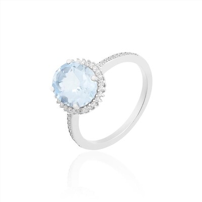 Foto Anel Magnólia Topázio Sky & Moissanite