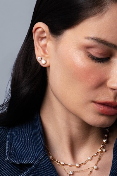 FotoBrinco Solitário Dourado Moissanite