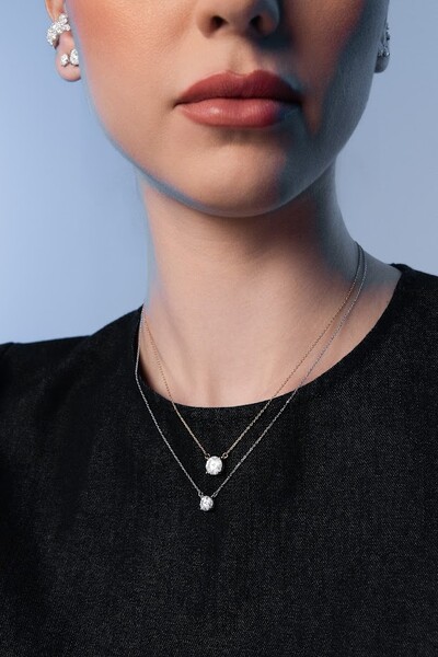 FotoColar Solitário Moissanite Dourado