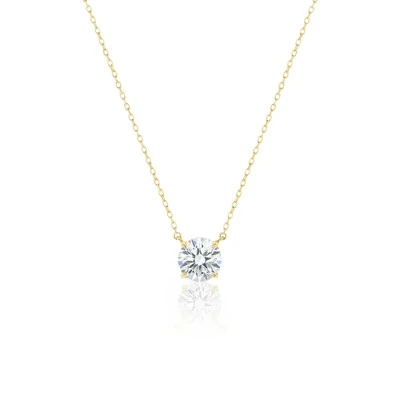 Foto Colar Solitário Moissanite Dourado 5mm