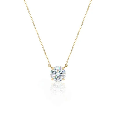 Foto Colar Solitário Moissanite Dourado 8mm