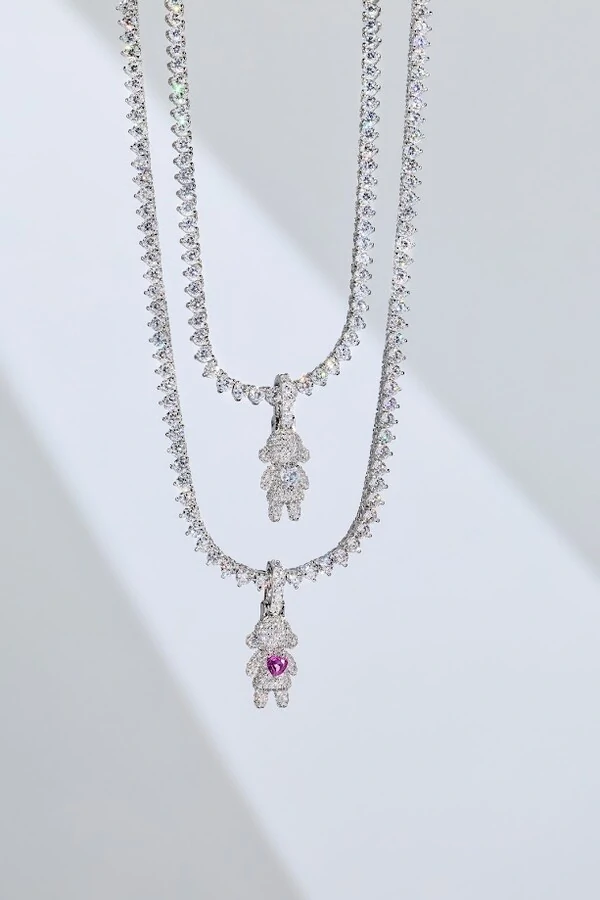 Pingente Filho Menina Cravejado Safira Pink