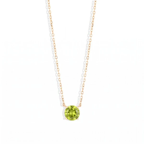 Colar Dourado Solitário Peridoto 8mm