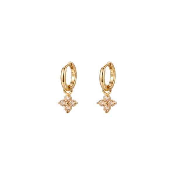 Brinco Argola Dourada Trevo Champagne