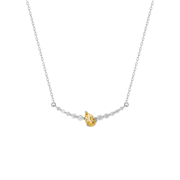 Colar Curve Citrino & Moissanite