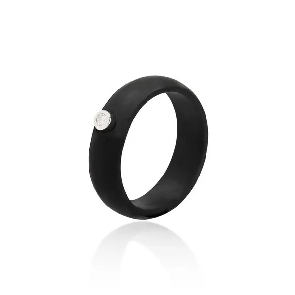 Anel Active Sparkle Moissanite & Silicone Preto
