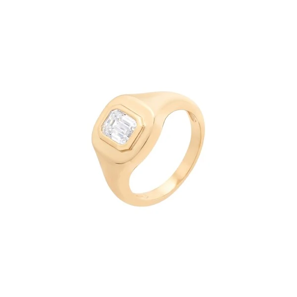 Anel Dourado Baguete Moissanite