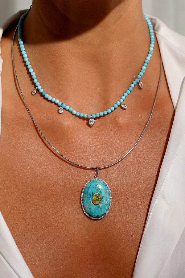 Pingente Turquesa & Yellow Fancy