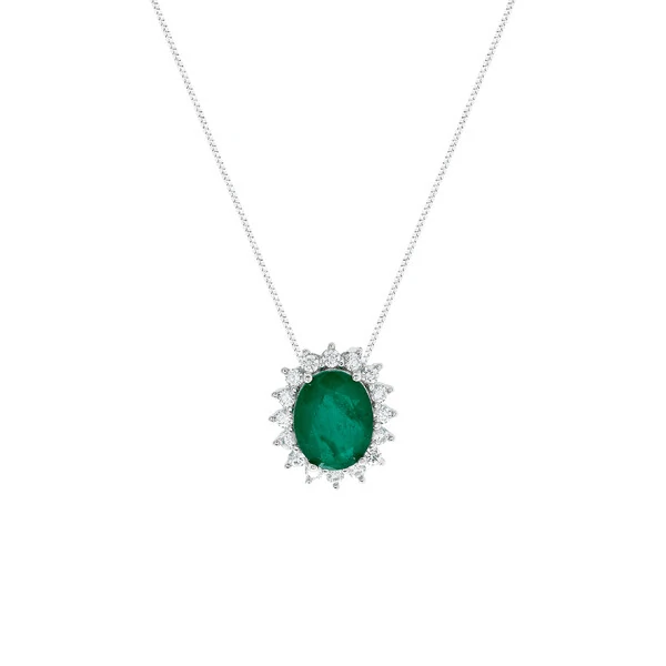 Colar Oval Esmeralda Borda Princesa