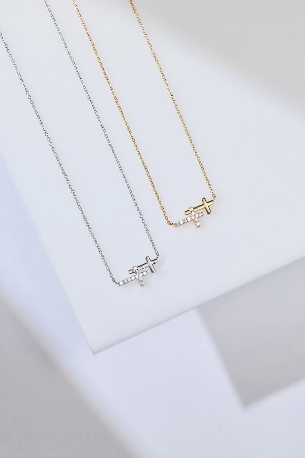 Colar Dupla Cruz Horizontal