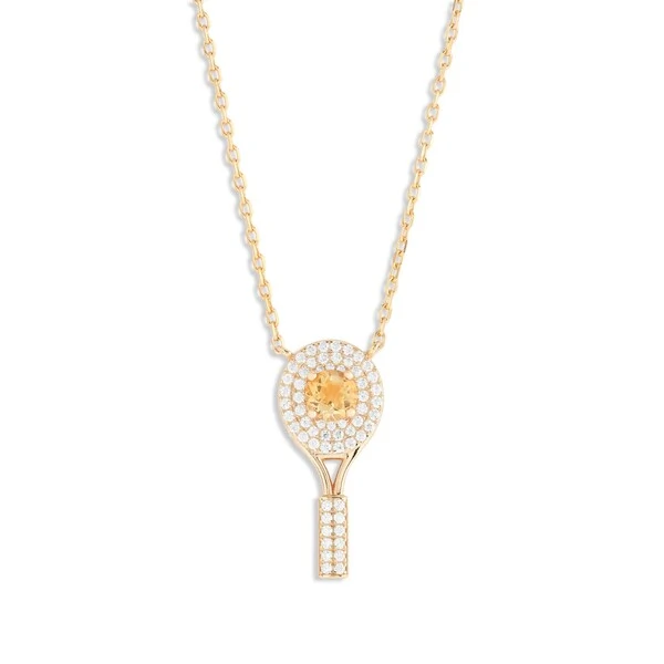 Colar Citrino Racquet & Moissanite