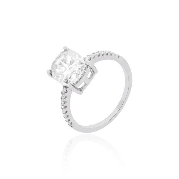 Meia Aliança Soitário Oval Moissanite